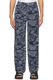Kenzo - Indigo Linen Wave Mermaid Jeans