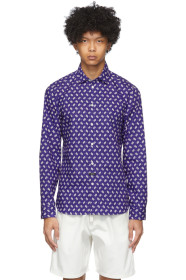 Kenzo - 蓝色 Ikat 修身棉质衬衫