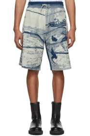 Kenzo - Short bleu et blanc Jacquard
