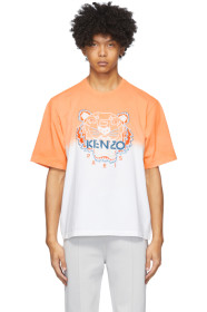 Kenzo - 橙色 & 白色 Tiger 渐变棉质 T 恤