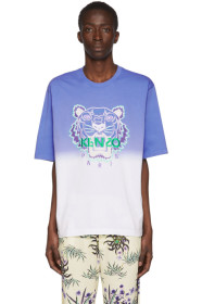 Kenzo - 蓝色 & 白色 Tiger 渐变 T 恤