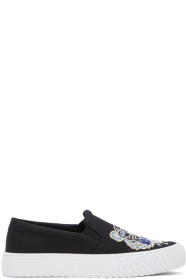 Kenzo - Black Tiger Head K-Skate Slip-On Sneakers
