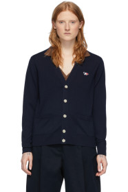 Maison Kitsuné - Cardigan bleu marine Tricolor Fox
