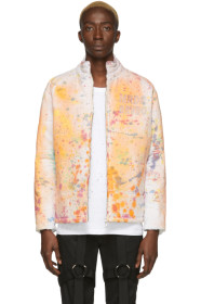 Who Decides War by MRDR BRVDO - Blouson blanc Paint Splatter exclusif à SSENSE