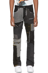 Who Decides War by MRDR BRVDO - Black Denim Upcycled Patchwork Jeans