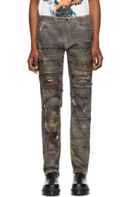 Who Decides War by MRDR BRVDO - SSENSE 独家发售紫色 Rhinestone Text 牛仔裤