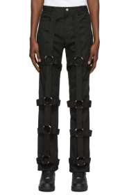 Who Decides War by MRDR BRVDO - Pantalon à harnais noir Paint Splatter exclusif à SSENSE