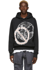 Who Decides War by MRDR BRVDO - Pull à capuche noir Globe exclusif à SSENSE