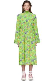 Les Reveries - Green Floral Silk Dress