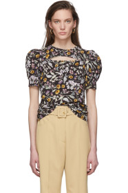 Les Reveries - Black Floral Cut-Out T-Shirt