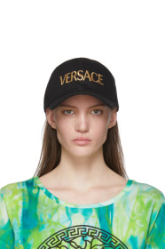 Versace - Casquette à logo brodé noire et dorée