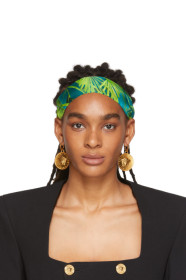 Versace - グリーン & ブルー トロピック プリント ヘッドバンド