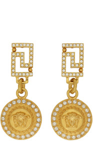 Versace - Gold Crystal Medusa Drop Earrings