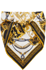 Versace - 黑色巴洛克真丝班丹纳围巾