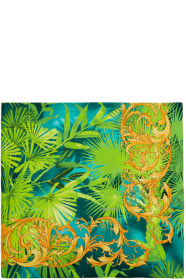 Versace - Green Silk & Baroque Print Scarf