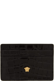 Versace - Black Croc Medusa Card Holder