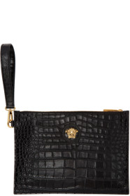 Versace - Black Small Croc Medusa Pouch
