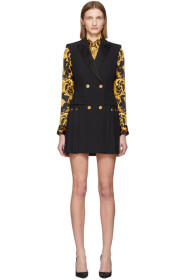 Versace - Black Sleeveless Pleated Blazer Dress