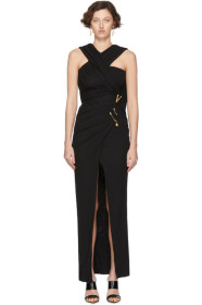 Versace - Black Medusa Draped Long Dress