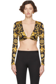 Versace - Black Western Baroque Draped Bra