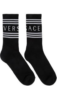 Versace - 黑色徽标中筒袜