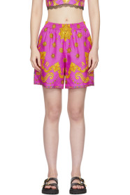 Versace - Pink Silk Barocco Star Shorts