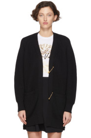 Versace - Black Wool Safety Pin Cardigan
