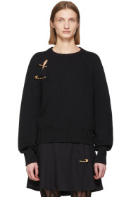 Versace - Black Oversized Safety Pin Sweater