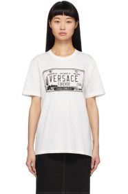 Versace - ホワイト ライセンス プレート T シャツ