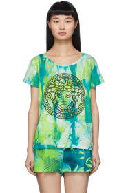 Versace - Green Watercolor Medusa T-Shirt