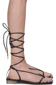 Versace - Black Leather Strap Flat Sandals