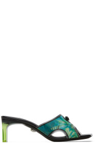 Versace - Green & Blue Hologram Jungle Print Mules