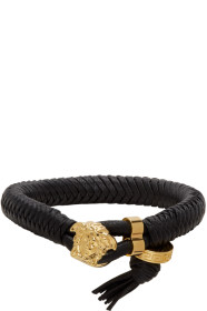 Versace - Black & Gold Medusa Braided Bracelet