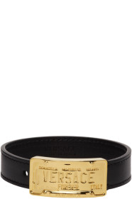 Versace - Black & Gold Leather Bracelet