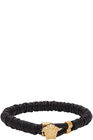 Versace - Black Twisted Leather Bracelet