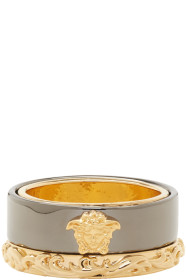 Versace - Gold & Gunmetal Medusa Barocco Ring
