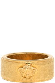 Versace - Bague à logo dorée et noire