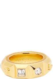 Versace - Bague dorée Crystal Palazzo Medusa Band