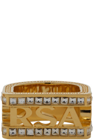 Versace - Bague à logo découpé ornée de verre taillé dorée