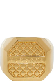 Versace - Bague octogonale dorée