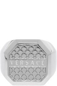 Versace - Bague octogonale argentée