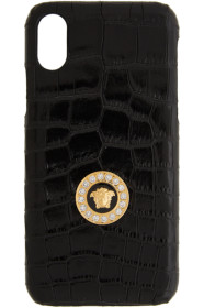 Versace - ブラック メドゥーサ クロコ iPhone X CSS ケース