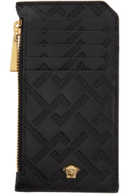 Versace - Black Greek Key Zip Card Holder