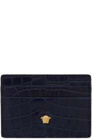 Versace - Navy Croc Medusa Card Holder