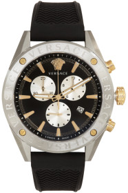 Versace - Silver & Black V-Chrono Watch
