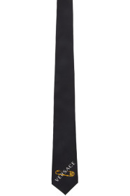 Versace - Black & Pink Safety Pin Tie