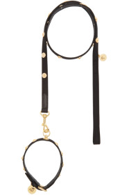 Versace - Black Studded Medusa Collar & Leash Set