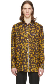 Versace - Chemise western dorée et noire Barocco