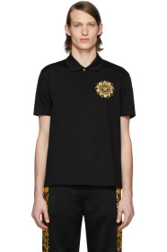 Versace - 黑色美杜莎刺绣 Polo 衫