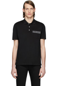 Versace - 黑色徽标带 Polo 衫